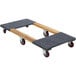 A Vestil hardwood dolly with black carpeted deck ends and wheels.