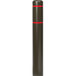 A black Innoplast bollard cover with red reflective stripes.