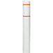 A white cylindrical Innoplast BollardGard with orange stripes.