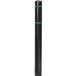 An Innoplast black bollard cover with green reflective stripes on a black cylindrical object.