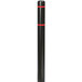 A black Innoplast bollard cover with a white stripe and red reflective stripes.