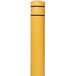 A yellow Innoplast bollard cover with blue stripes.