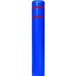 A blue cylindrical Innoplast BollardGard with red stripes.