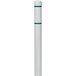 A white cylindrical Innoplast BollardGard with green stripes.