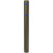 An Innoplast brown bollard cover with blue reflective stripes on a metal pole.