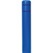 A blue cylindrical bollard cover with blue reflective stripes on a white background.