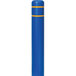 A blue cylindrical Innoplast BollardGard with yellow reflective stripes.