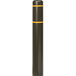 A black cylindrical Innoplast bollard cover with a yellow reflective stripe.