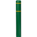 A green Innoplast BollardGard bollard cover with yellow stripes.