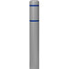 A grey cylindrical Innoplast BollardGard with blue reflective stripes.