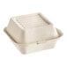 An EcoChoice natural bagasse take-out container with a lid.