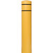 A yellow cylindrical object with black stripes.