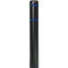 A black cylindrical Innoplast BollardGard with blue stripes.