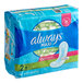 A package of 42 Always Maxi unscented menstrual pads without wings, size 2 long super.