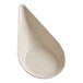 A white EcoChoice bagasse taster spoon with a drop of water on it.