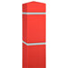 A red bollard with white reflective stripes.