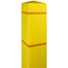A yellow Innoplast bollard cover with yellow reflective stripes on a yellow bollard.