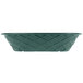 A green polyethylene oval weave basket with a diamond pattern.
