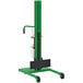 A green and black Valley Craft pneumatic powered steel straddled lift with a handle.