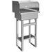 A Sani-Lav stainless steel floor mounted utility sink with side splashes and 8" centers.