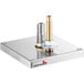 A Micro Matic surface mount glass rinser with metal pipes and nuts.
