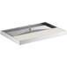 A stainless steel rectangular platform drip tray with a glass rinser.