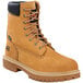 A pair of brown Timberland PRO steel toe boots with laces.