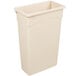 A beige rectangular Continental wall hugger trash can.