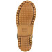 The sole of a Timberland PRO brown leather boot with a rubber sole.