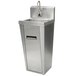 An Advance Tabco stainless steel hand sink with a silver rectangular electric faucet.