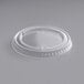 A clear EcoChoice compostable plastic lid with a circular rim on a white surface.