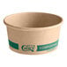 An EcoChoice compostable paper take-out container with a green label.