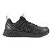 A black Reebok Work Floatride Energy Tactical men's athletic shoe with a composite toe and non-slip sole, shown in a wide width size 10.5.