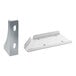 A close-up of a silver metal Avantco Z Series field reversible hinge bracket.