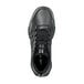 A black mid-high athletic shoe with a soft toe and non-slip sole, designed for men by Reebok Work.