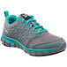 A Reebok Work Sublite women's gray and turquoise sneaker.