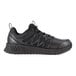 A black Reebok Work Floatride Energy Tactical men's athletic shoe with a soft toe and non-slip sole.