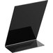 A black Choice tabletop chalkboard sign stand with white background.