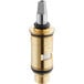 A gold and silver Chicago Faucets left hand ceramic water valve cartridge.