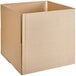 A Lavex kraft cardboard shipping box with an open cut out top.