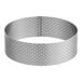 A de Buyer stainless steel circular tart ring with perforations.