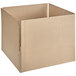 A Lavex kraft cardboard shipping box with a cut out top on a white background.