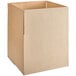 A Lavex kraft cardboard shipping box with the top open.