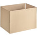 A Lavex Kraft corrugated cardboard shipping box with the lid open.