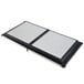 A rectangular stainless steel lid with black trim.