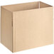 A Kraft cardboard box with the lid open.