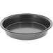 A black round de Buyer non-stick steel cake pan.