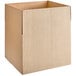 A Lavex kraft corrugated cardboard shipping box with a cut out top.