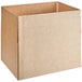 A close-up of a Lavex Kraft cardboard box with the top open.