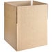 A Lavex kraft cardboard shipping box with a cut out top.